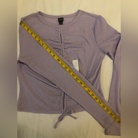NWT Wild Fable light violet sweater, cut outs down front & tie at bottom hem, M - Picture 6 of 15